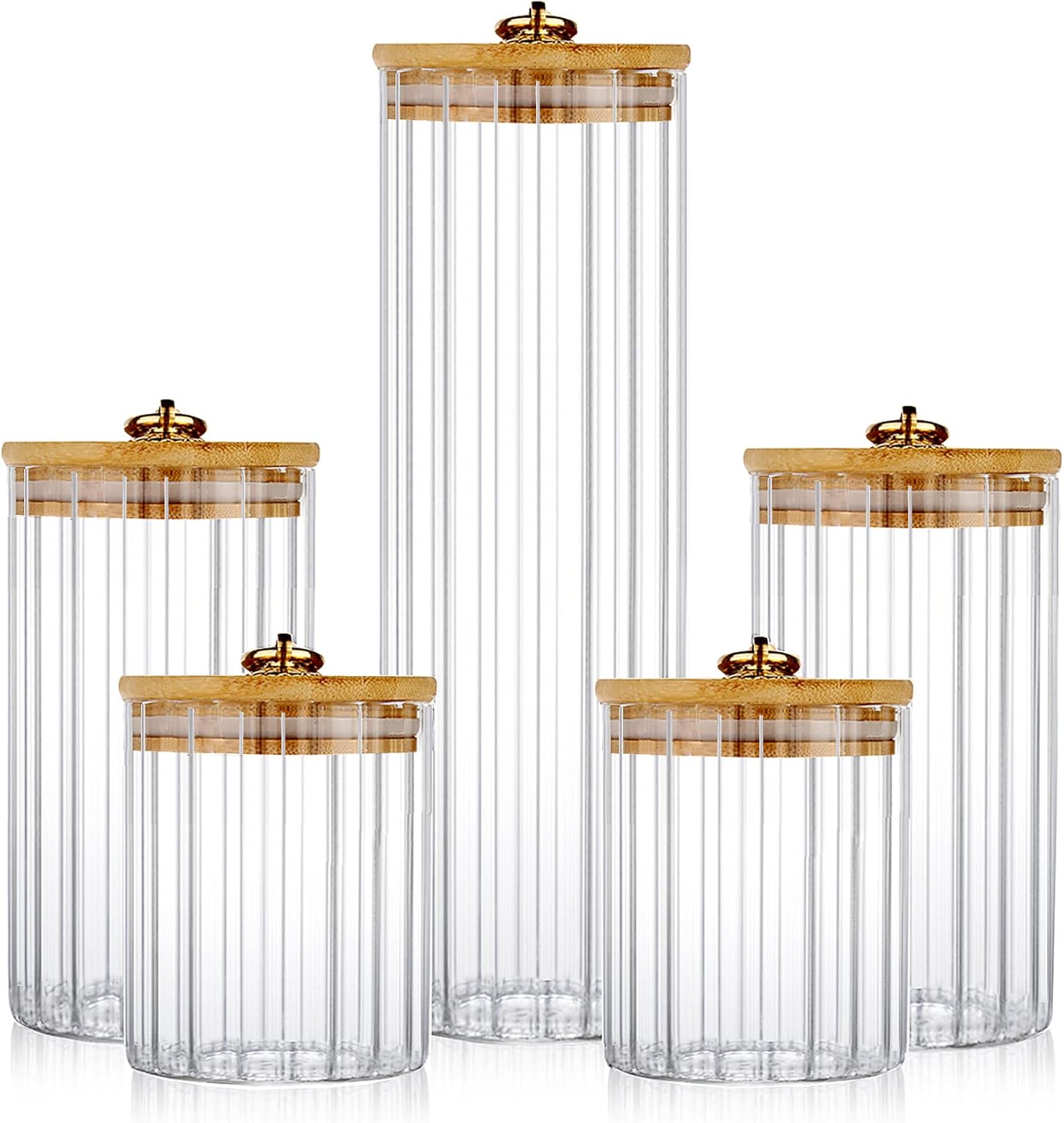 Home Bar Set - Glass Storage Jars Set of 5,