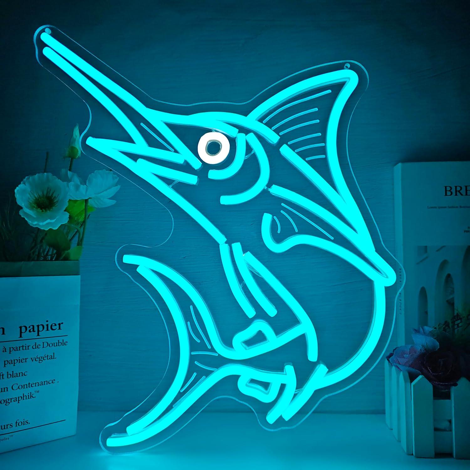 Home Bar Signs - Marlin Fish Neon Sign Deep Sea