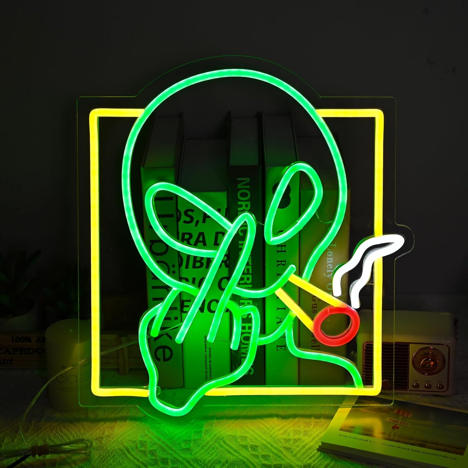 Home Bar Signs - Green Alien Neon Sign Art Wall