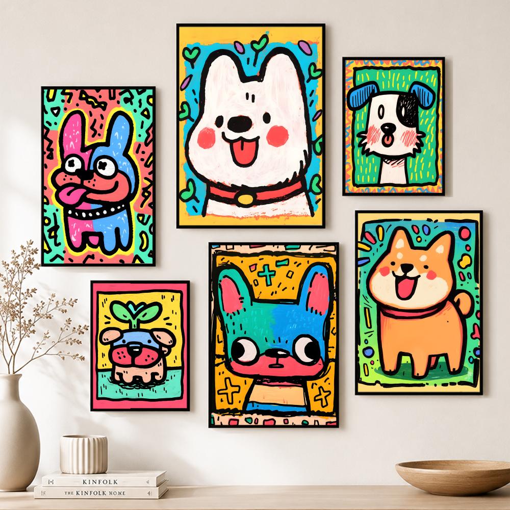 Home Bar And Theater - Lovely Colorful Dog Poster Paper Wall