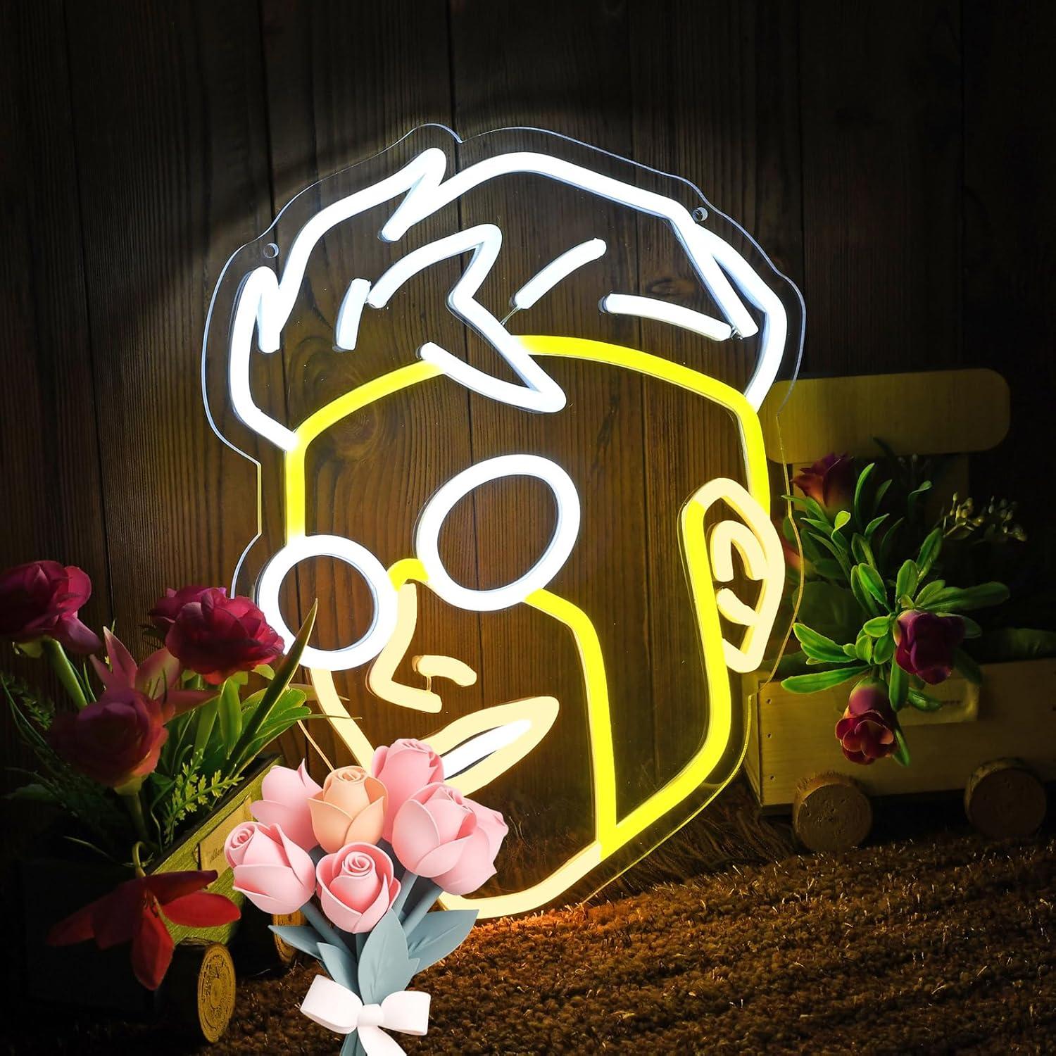 Home Bar Signs - Superhero Head Silhouette Neon Sign USB