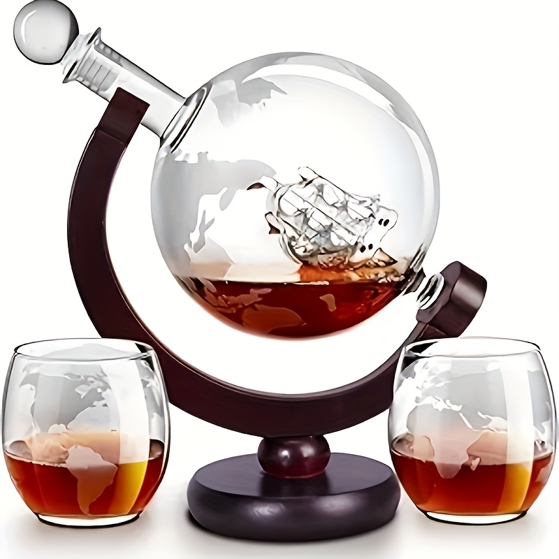 Decanter Globe Set - Whiskey Decanter Set for Men Featuring