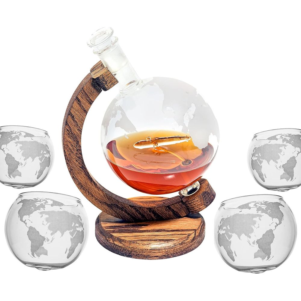 Decanter Globe Set - Submarine Decanter Set, Globe Scotch Whiskey
