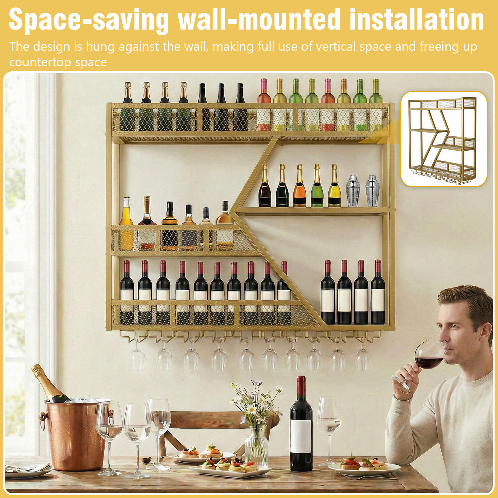 39in 3-Tiers Liquor Shelf Wall - Home Bar Shelf recensie en prijs