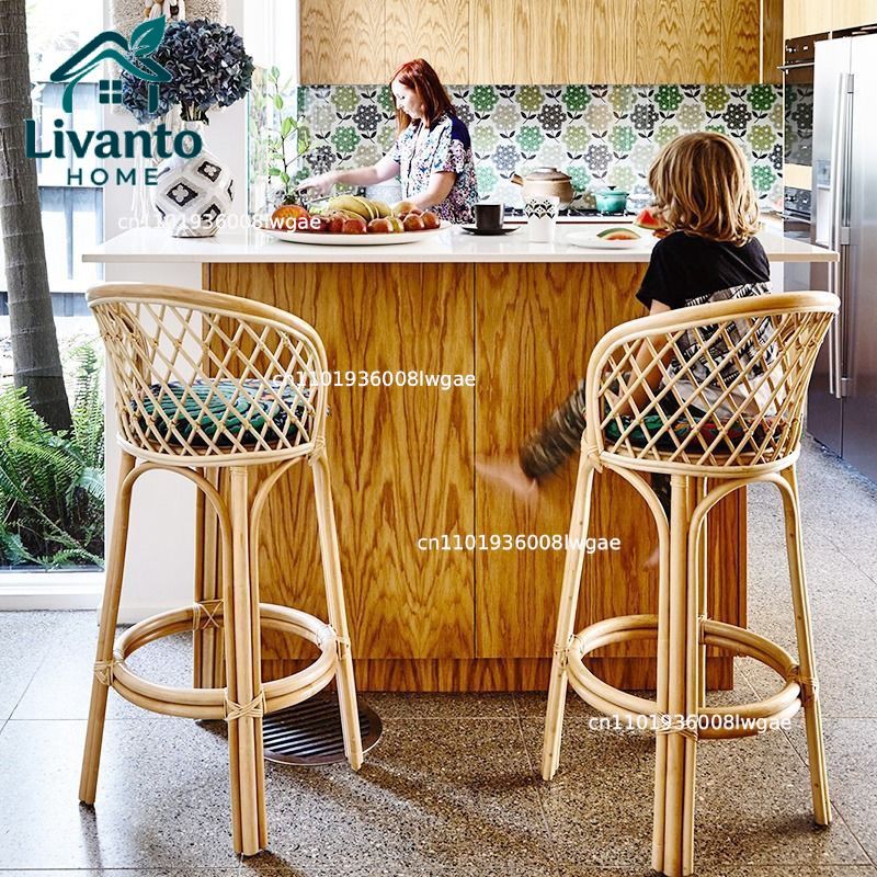 Natural Rattan Bar Stools with - Home Bar Seating recensie en prijs
