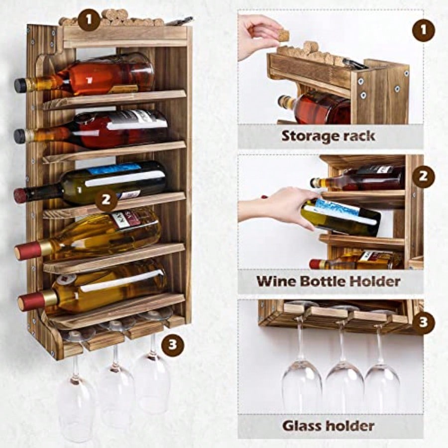 Wine Rack Wall Mounted WoodAlc - Home Bar Shelf recensie en prijs