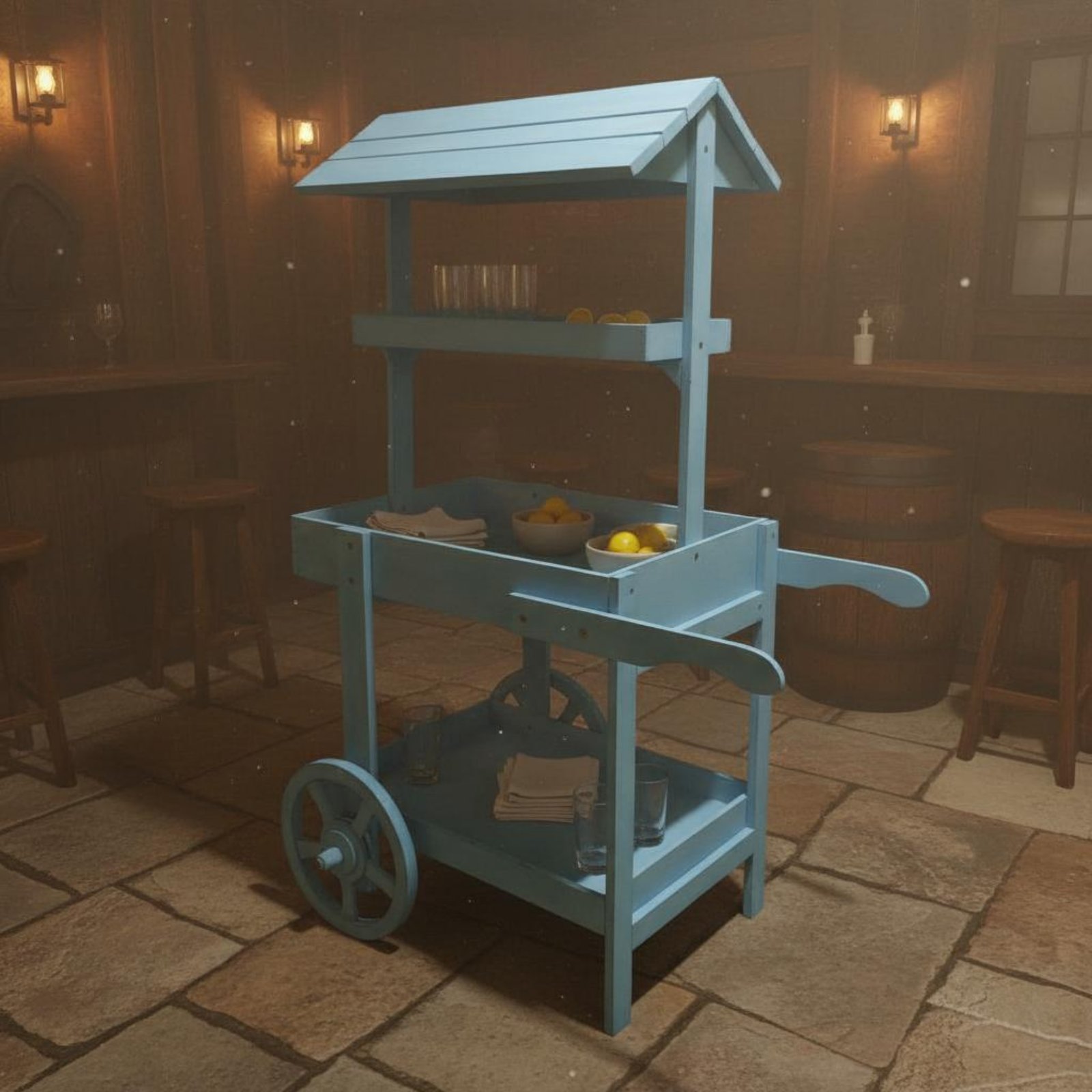 Rustic Display Trolley Wheeled - Home Bar Shelf recensie en prijs