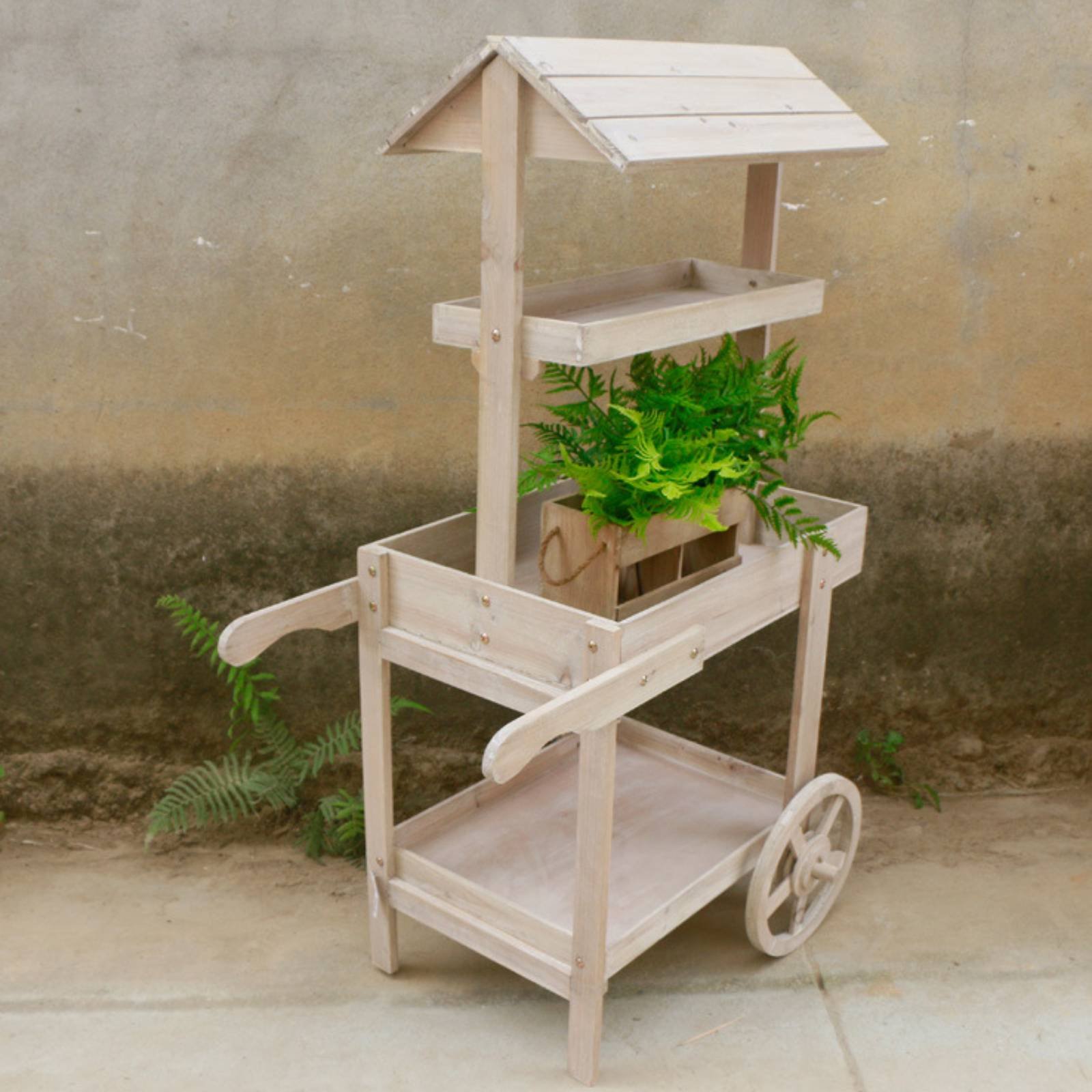 Rustic Display Trolley Wheeled - Home Bar Shelf recensie en prijs