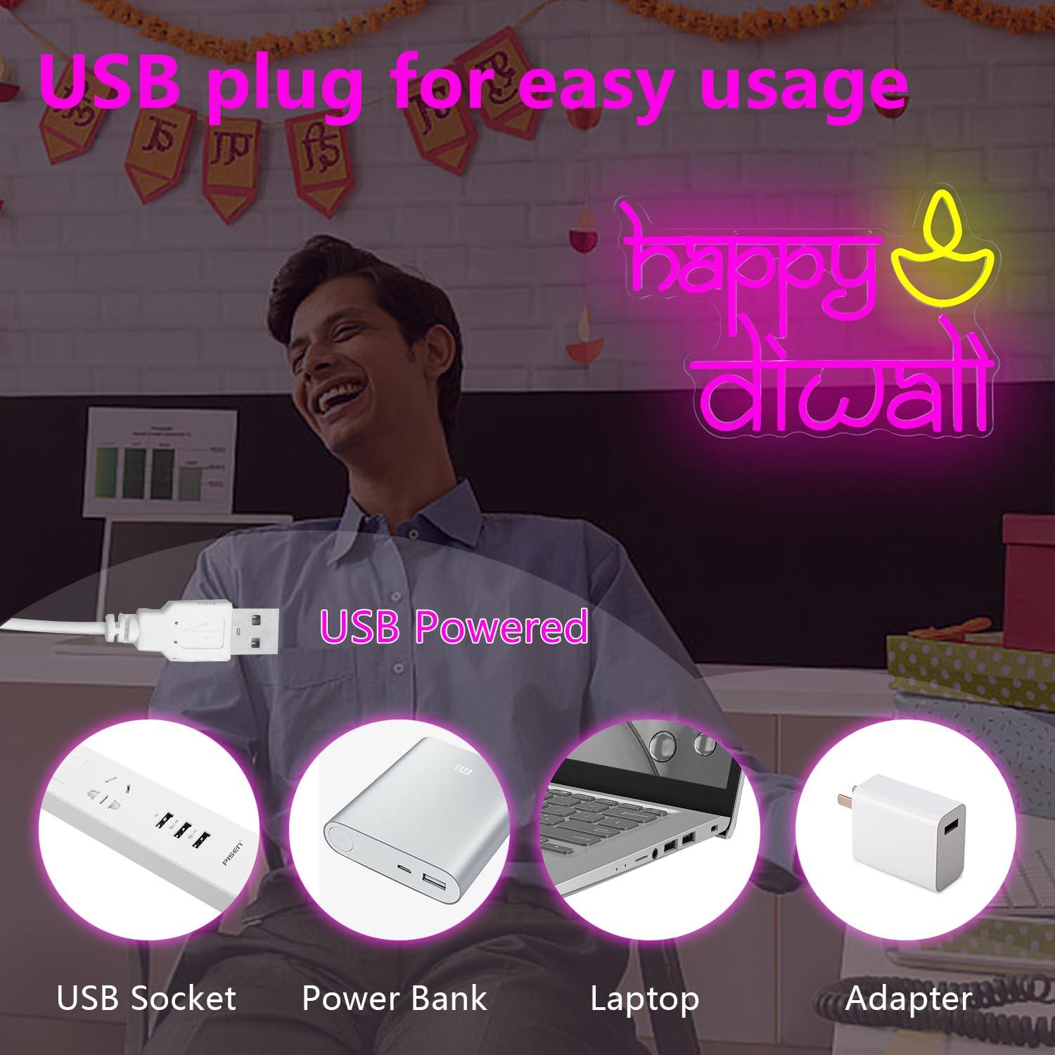 Happy Diwali Neon Sign USB Pow - Home Bar Signs recensie en prijs