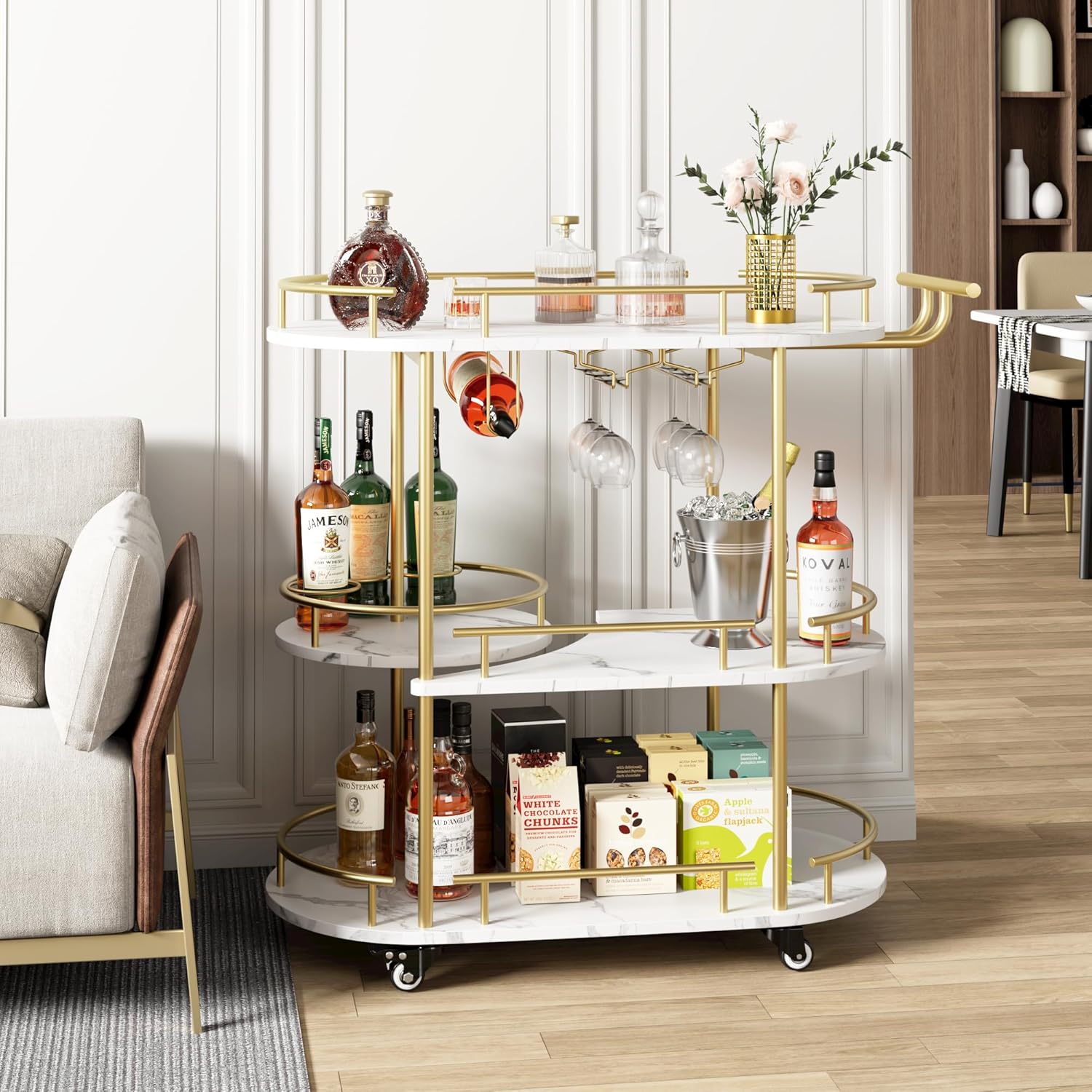 Gold Bar Carts with 4-Tiers St - Bar Cart Gold recensie en prijs