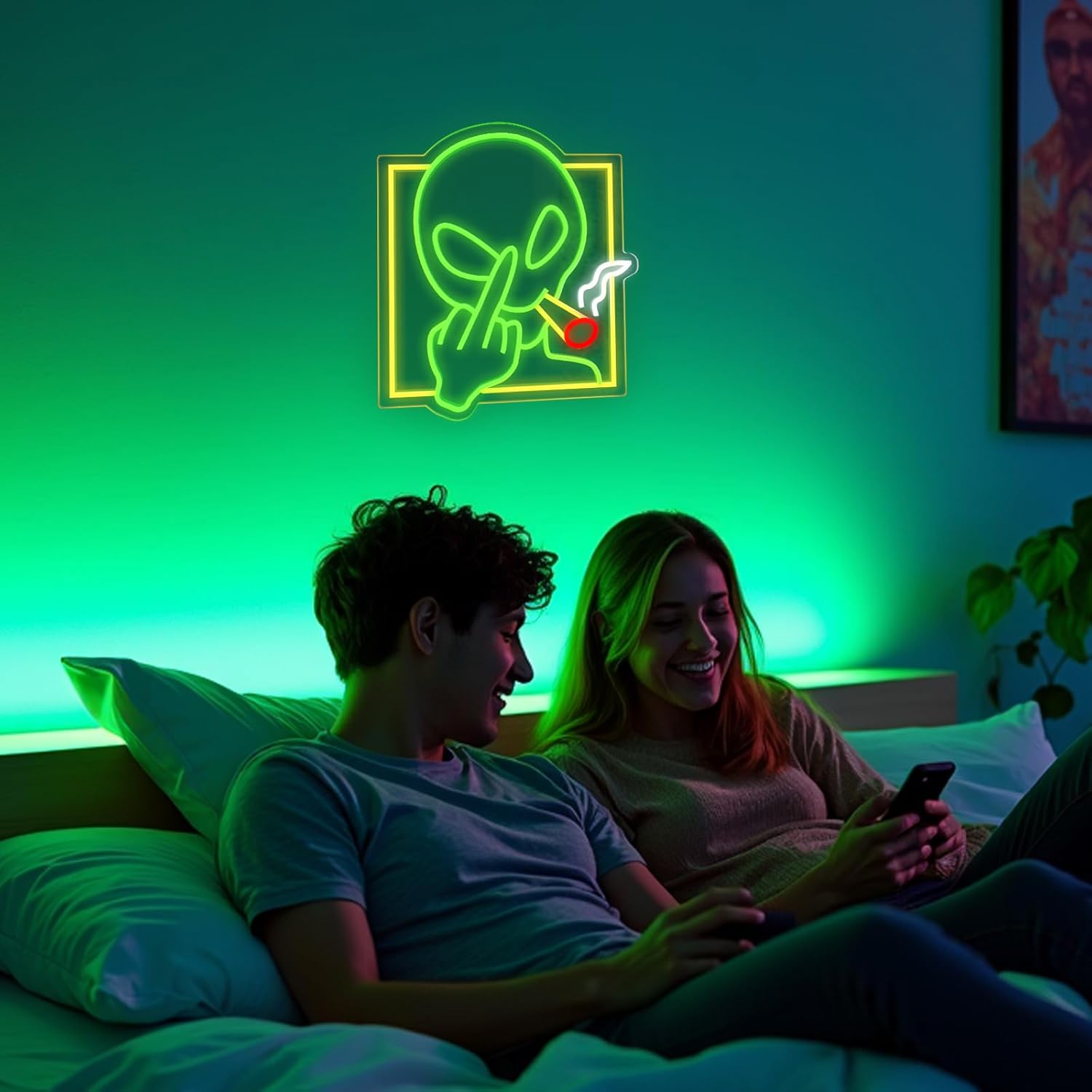 Green Alien Neon Sign Art Wall - Home Bar Signs recensie en prijs