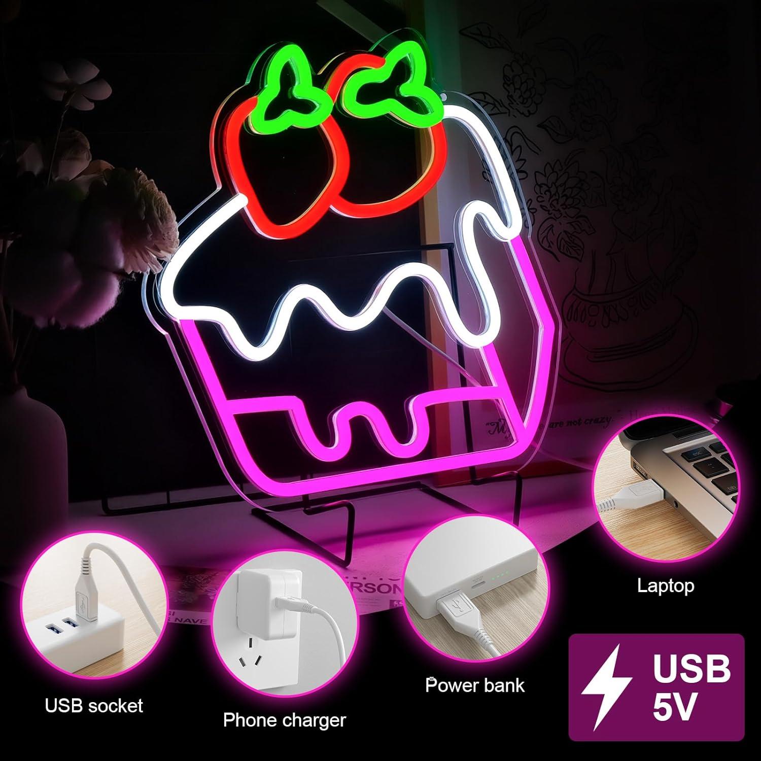 Strawberry Cake Neon Sign Frui - Home Bar Signs recensie en prijs
