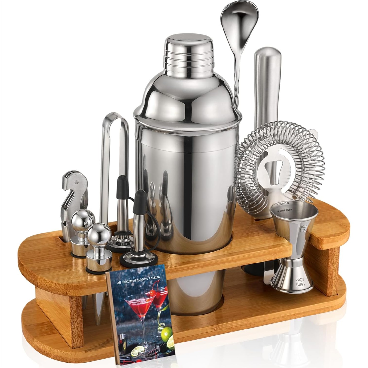 13-Piece Cocktail Shaker Set W - Home Bar Stand recensie en prijs