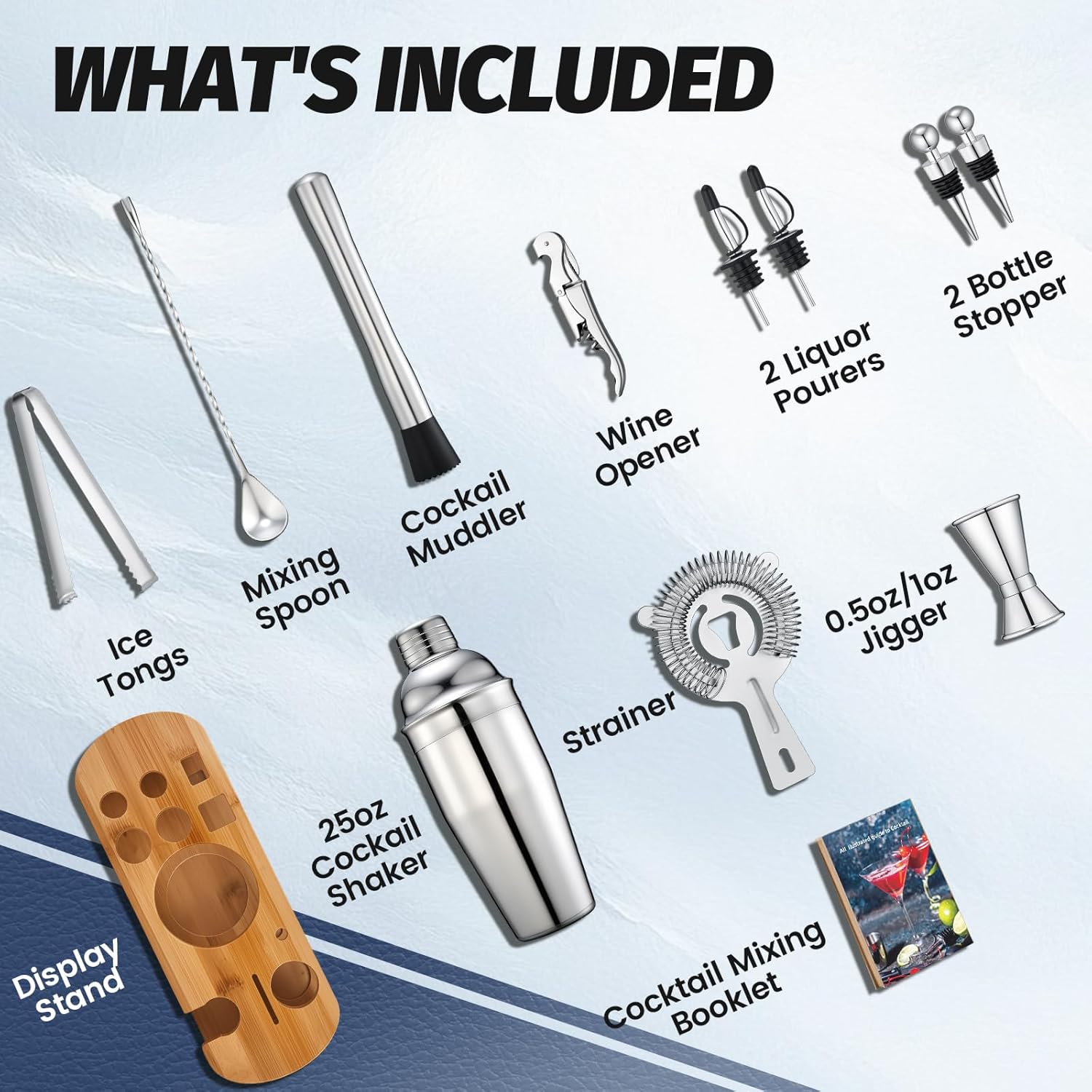 13-Piece Cocktail Shaker Set W - Home Bar Stand recensie en prijs