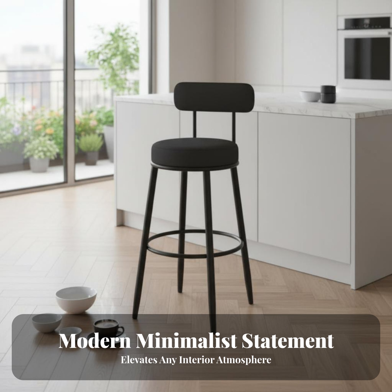Upholstered Stool with Low Rea - Home Bar Seating recensie en prijs