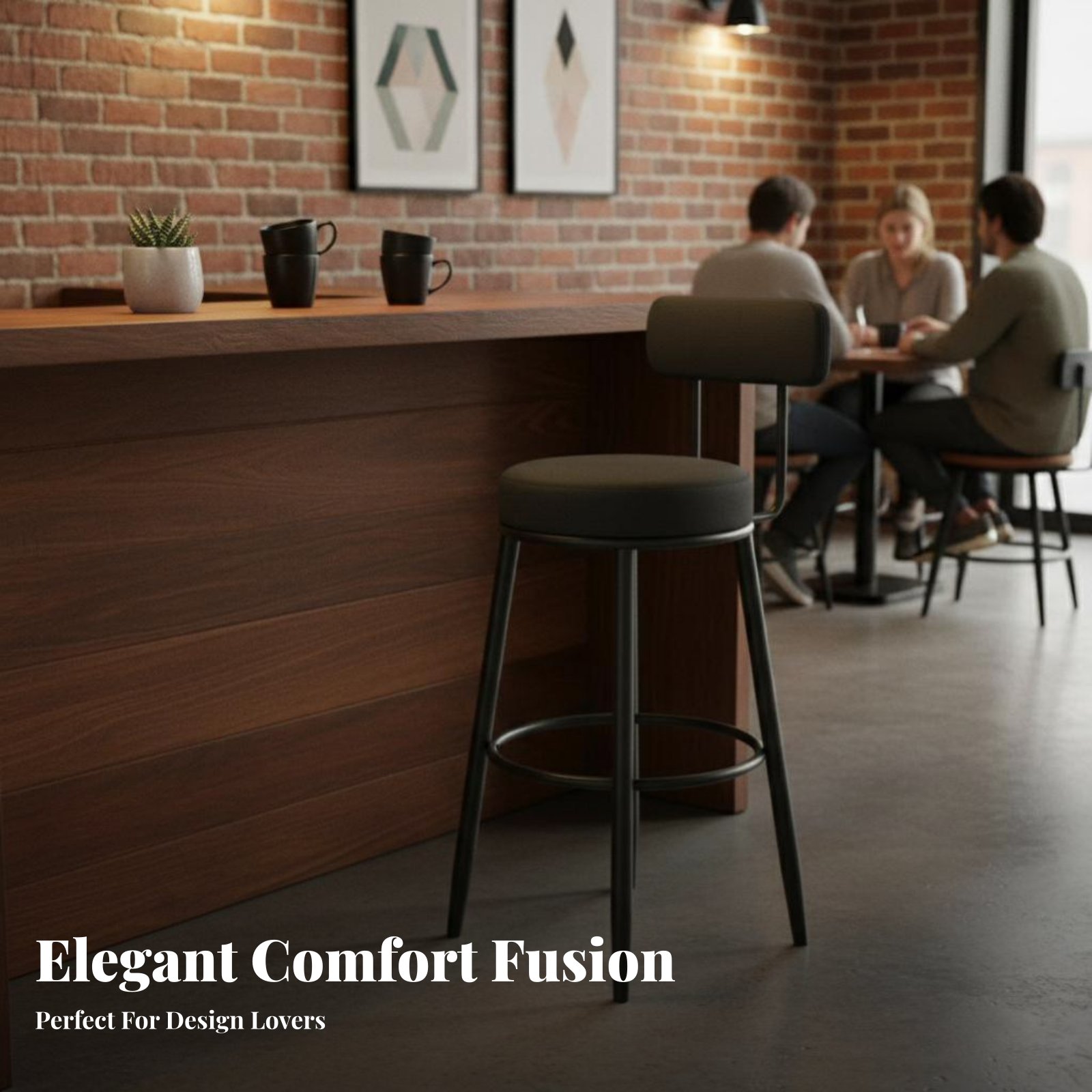 Upholstered Stool with Low Rea - Home Bar Seating recensie en prijs