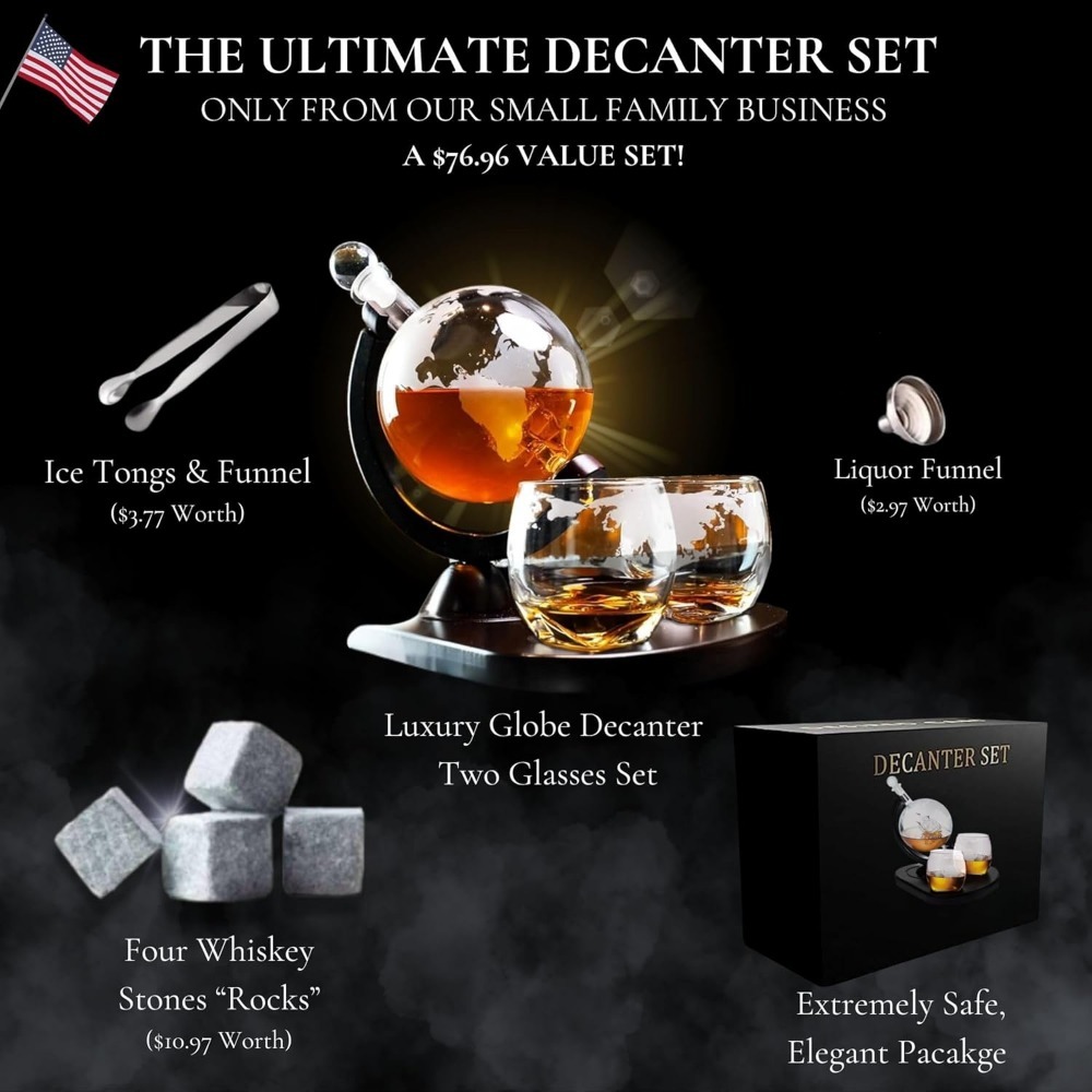 Whiskey Decanter Globe Set wit - Decanter Globe Set recensie en prijs