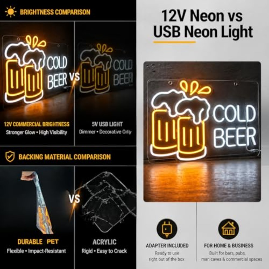 Cold Beer Neon Sign for Busine - Home Bar Signs recensie en prijs