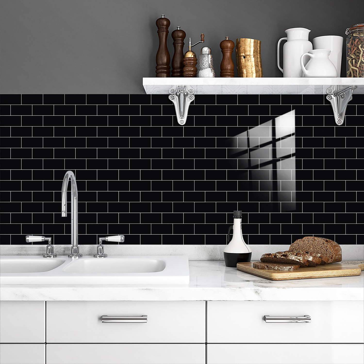 10pcs Black Embossed Marble Br - Home Bar Sink recensie en prijs
