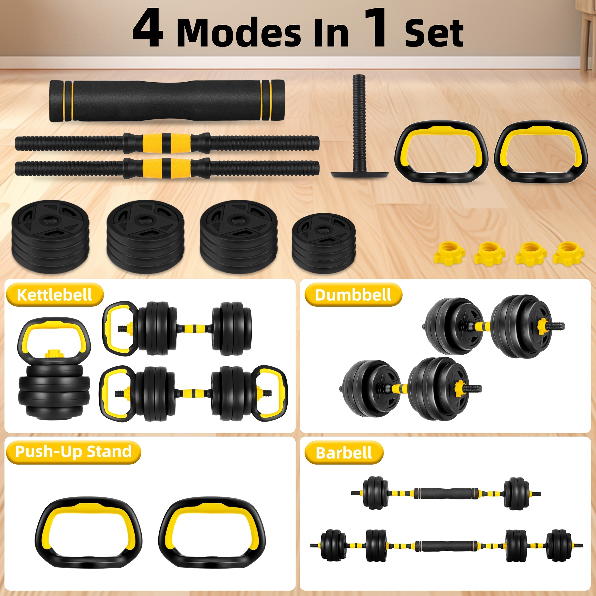 Yellow 4-in-1 Adjustable Dumbb - Home Bar Set recensie en prijs
