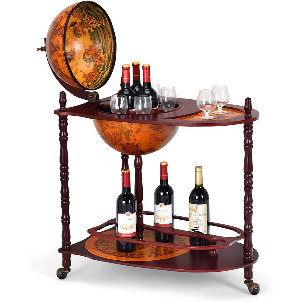 Vintage 34.5 Wheeled Globe Bar - Home Bar Shelf recensie en prijs