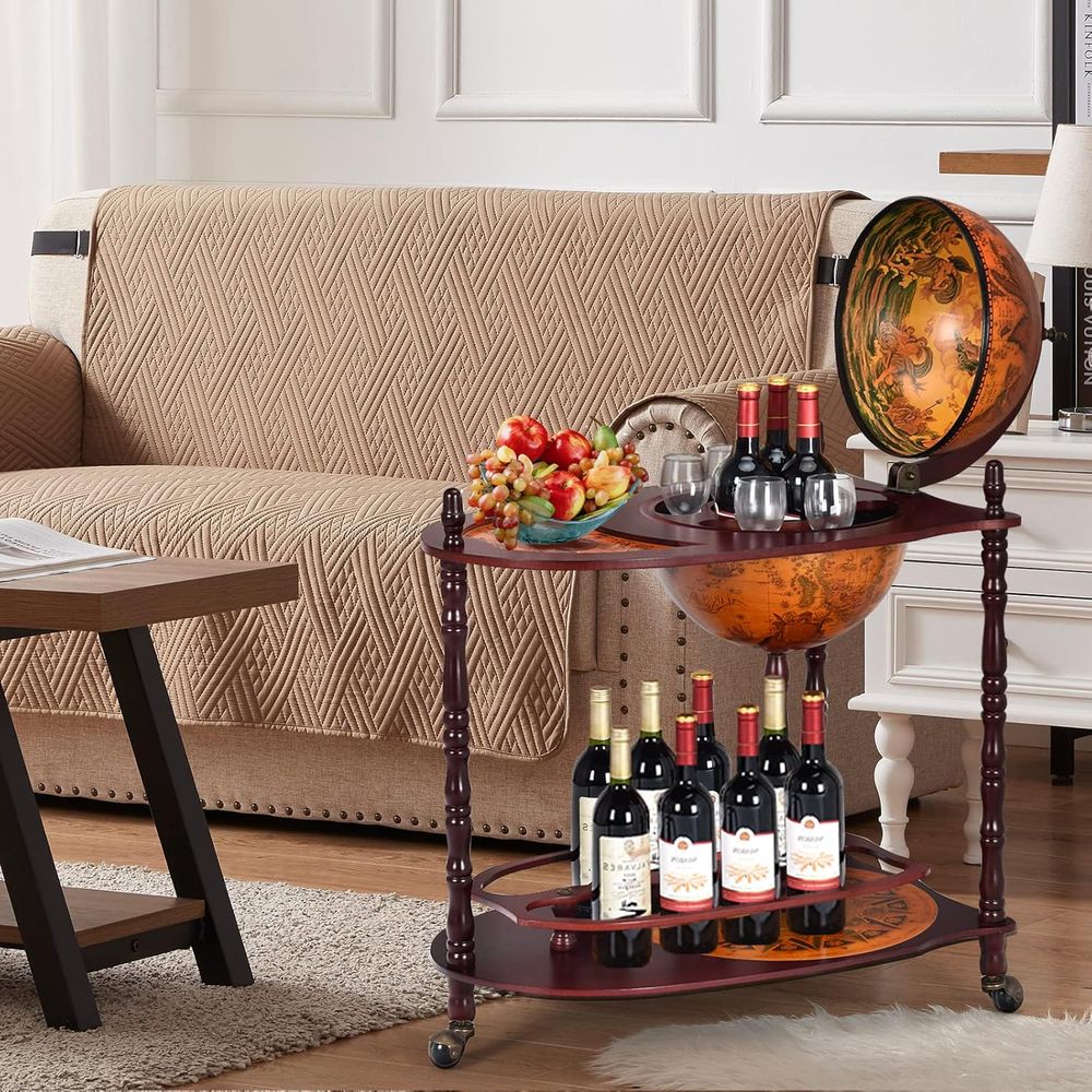 Vintage 34.5 Wheeled Globe Bar - Home Bar Shelf recensie en prijs