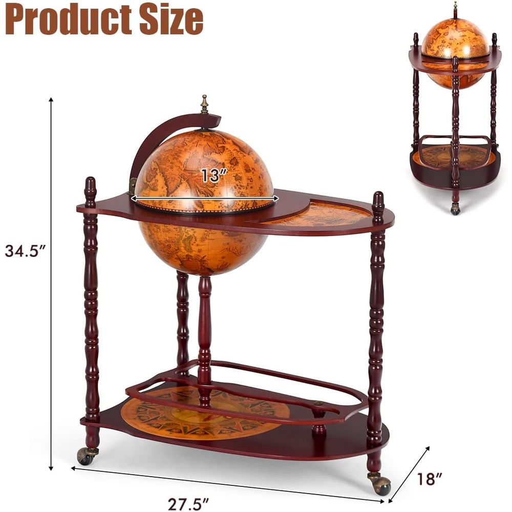 Vintage 34.5 Wheeled Globe Bar - Home Bar Shelf recensie en prijs