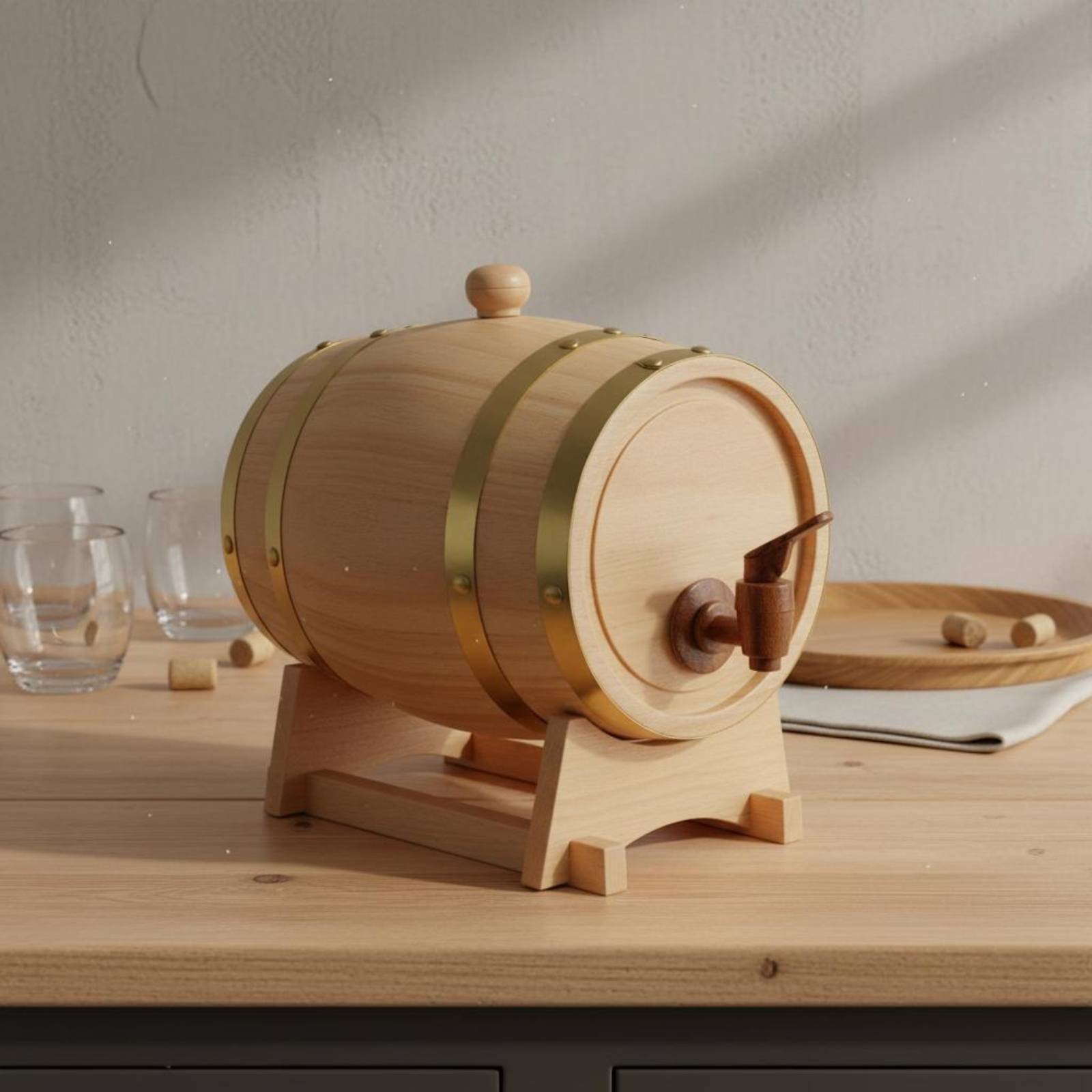 Fir Wood Barrel with Spigot Le - Home Bar Stand recensie en prijs