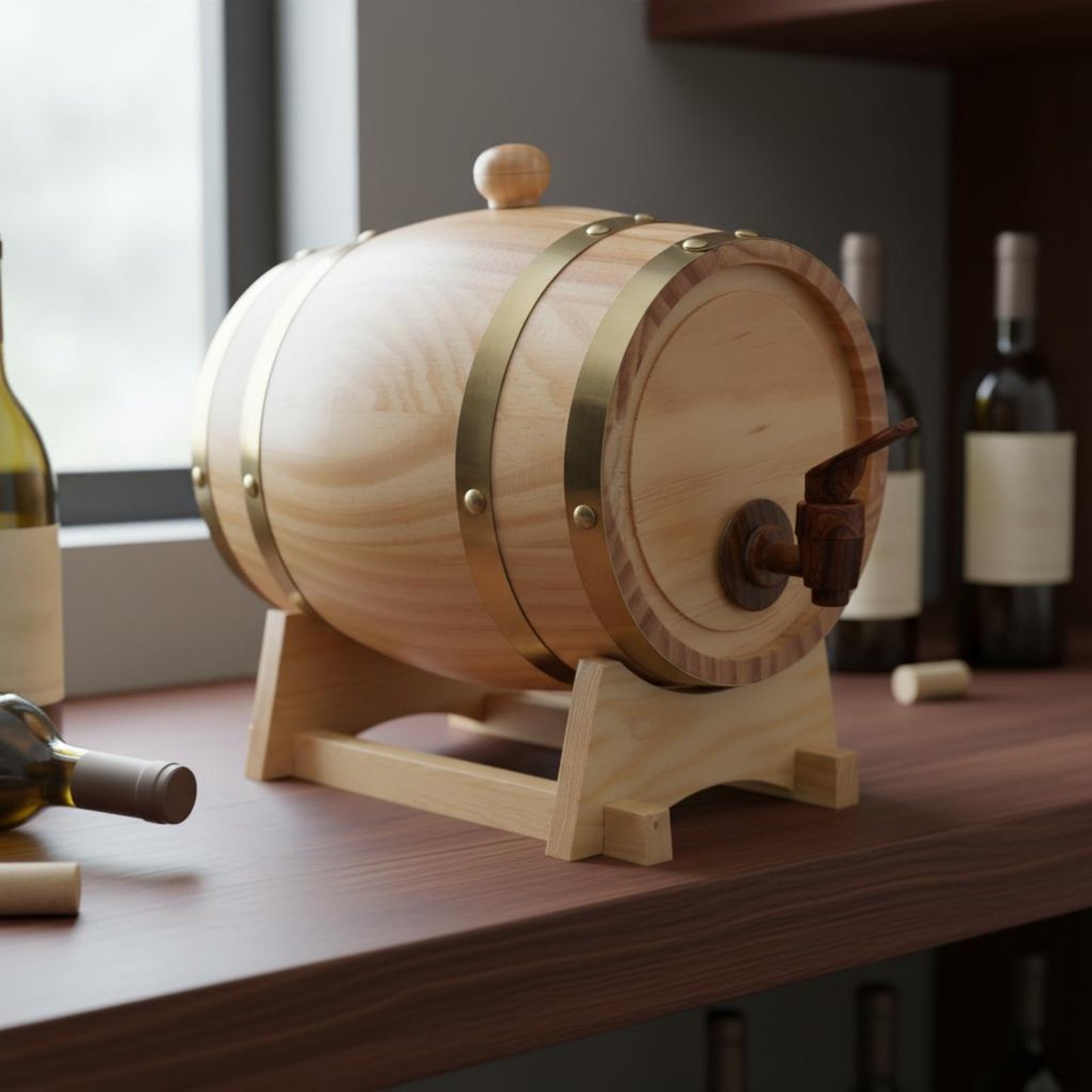 Fir Wood Barrel with Spigot Le - Home Bar Stand recensie en prijs