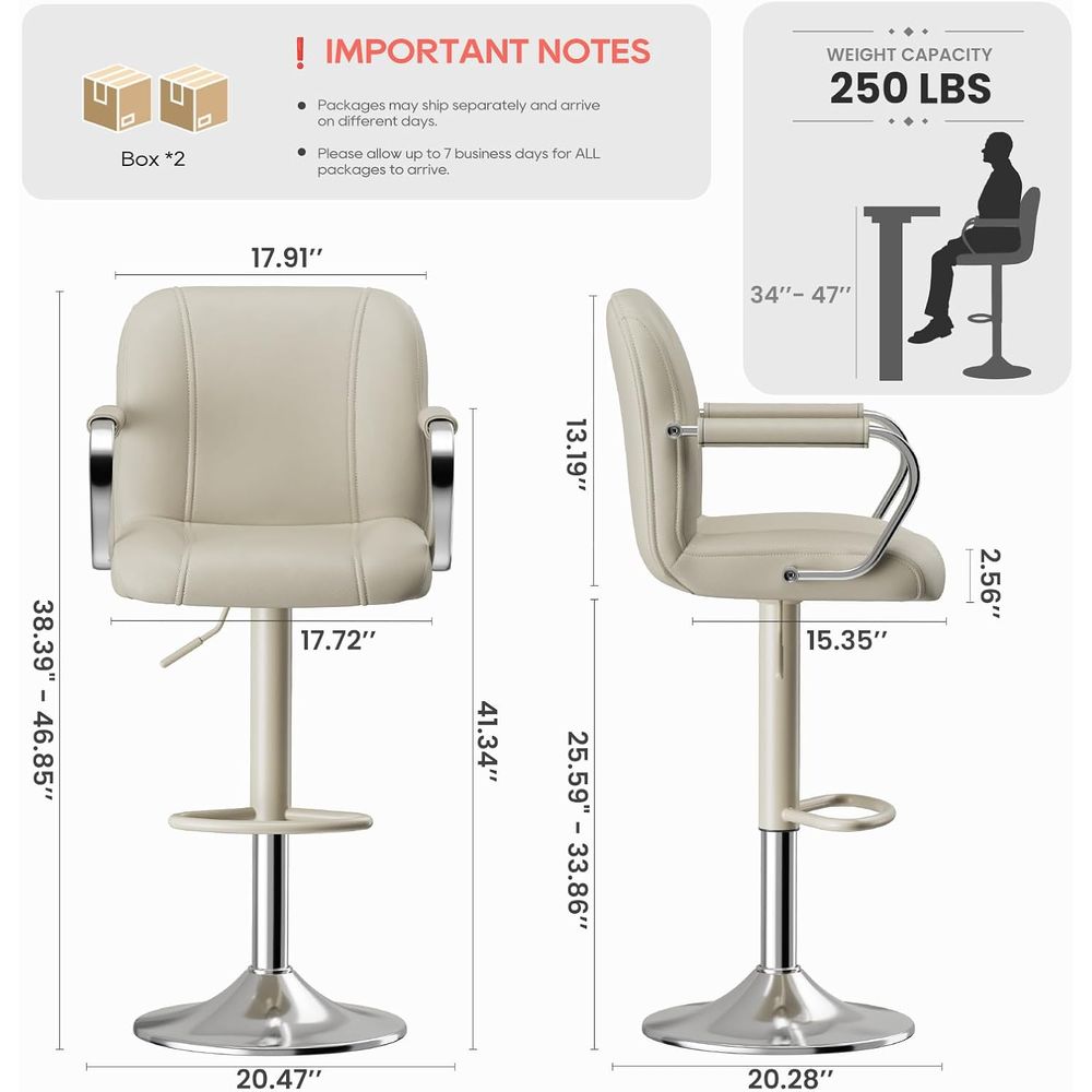 3 Beige Adjustable Swivel Coun - Home Bar Seating recensie en prijs