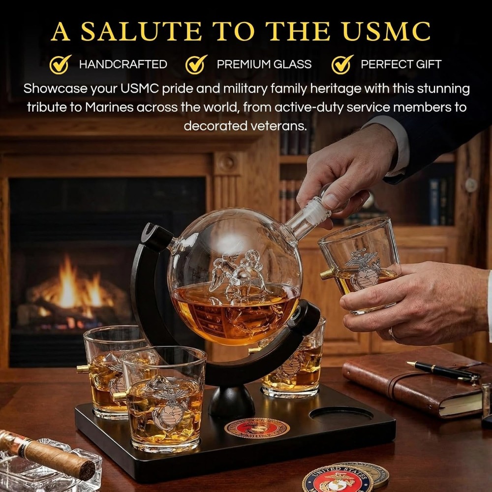 USMC Marine Globe Whiskey Deca - Decanter Globe Set recensie en prijs