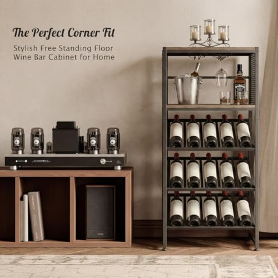Corner Wine Rack with Glass Ho - Home Bar Shelf recensie en prijs