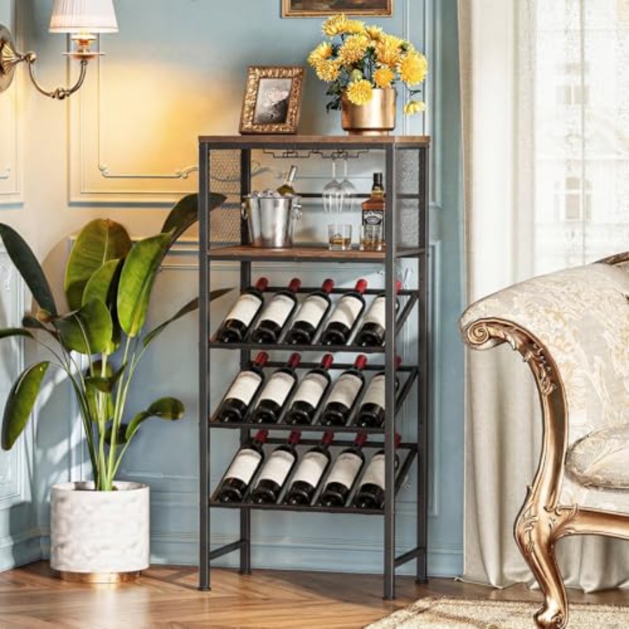 Corner Wine Rack with Glass Ho - Home Bar Shelf recensie en prijs