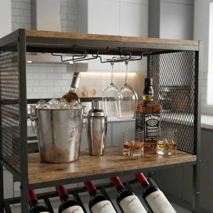 Corner Wine Rack with Glass Ho - Home Bar Shelf recensie en prijs